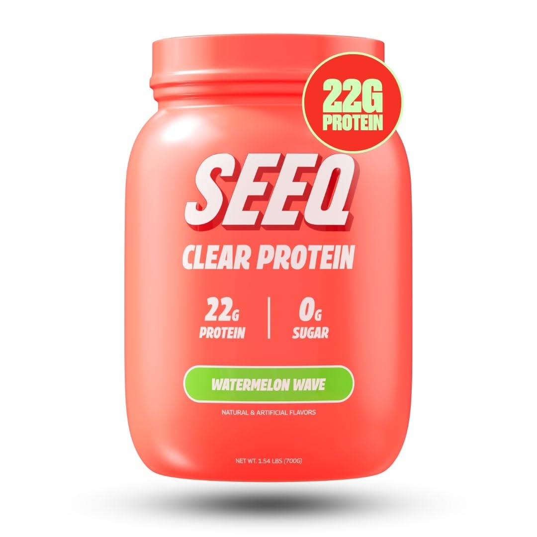 SEEQ Clear Protein Powder - Watermelon Wave - 25 Servings - 22g Clear Whey Protein Isolate - Zero Sugar - 0g Lactose - Allergen Friendly - GLP1 Support - Bone Health - Muscle Post Workout Recovery
