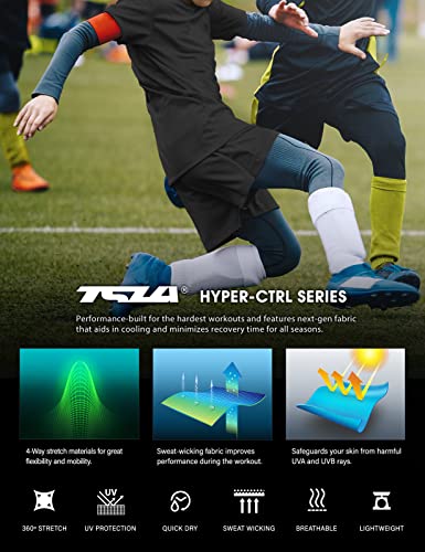 Tsla Kid's & Boy's Cool Dry Long Sleeve Compression Shirts, Athletic Workout Shirt, Sports Base Layer T-Shirt, Long Sleeve Top Black, 8 #TOP6