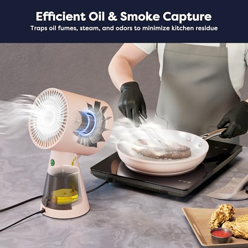 Image of CIARRA Portable Range Hood, Desktop Range Hood with 2 Speed Exhaust Fan, Detachable Aluminum Filter, Large Oil Collection Cup, Portable Kitchen Exhaust Fan for Indoor BBQ, Hot Pot