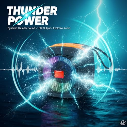 Image of Drumstone 10W TWS Bluetooth Speaker with IPX5 Waterproof, Dynamic Thunder Sound, Powerful Bass, Disco LED Light & 1200mAh Battery | USB /AUX /Memory Card Support Portable Wireless Speaker