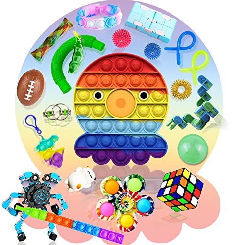 Freefa Pop Fidget Toys Pack Mini pop Autism Special Needs Stress Relief Silicone Pressure Relieving Toys Fidget Sensory Stress Ball Anxiety Relief Toys for Kids Adults Pop Pack Toys