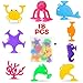 Baby Suction Cup Toys, Silicone Ocean Animals Sucker Toys with Mesh Bag Storage, 18 PCS Bath Toys for Kids Ages 4-8, Sensory, Window and Travel Toy, Montessori Gift for 3 4 5 6 7 Years Old Boys Girls