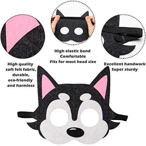 12er Katzen und Hunde Filz Spielzeug Masken für Kindergeburtstags Party Cosplay Kostüm Masken, Partyzubehör für Dekorationen, Rollenspiel Zubehör, Rollenspiel Requisiten Dekorationen