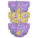 Bambino Mio Swim Nappy Pants, (1-2 Years) Reusable Unisex Pull-up Swim Nappies 3-Pack, Washable (Purple Stingray)