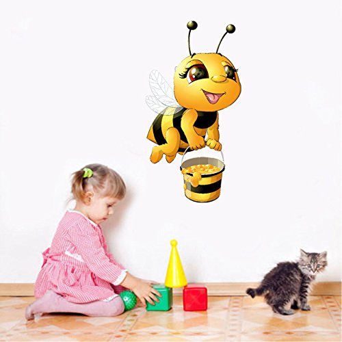 Cartoon Bee Wall Stickers for Kids Rooms Home Decor Little Animal Wall