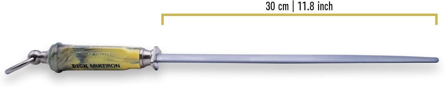 F. DICK – DICKORON Multiron Sharpening Steel - Knife sharpener with 12" length & 65 HRC - Professional knife sharpening rod - Ergonomic handle - Made in Germany