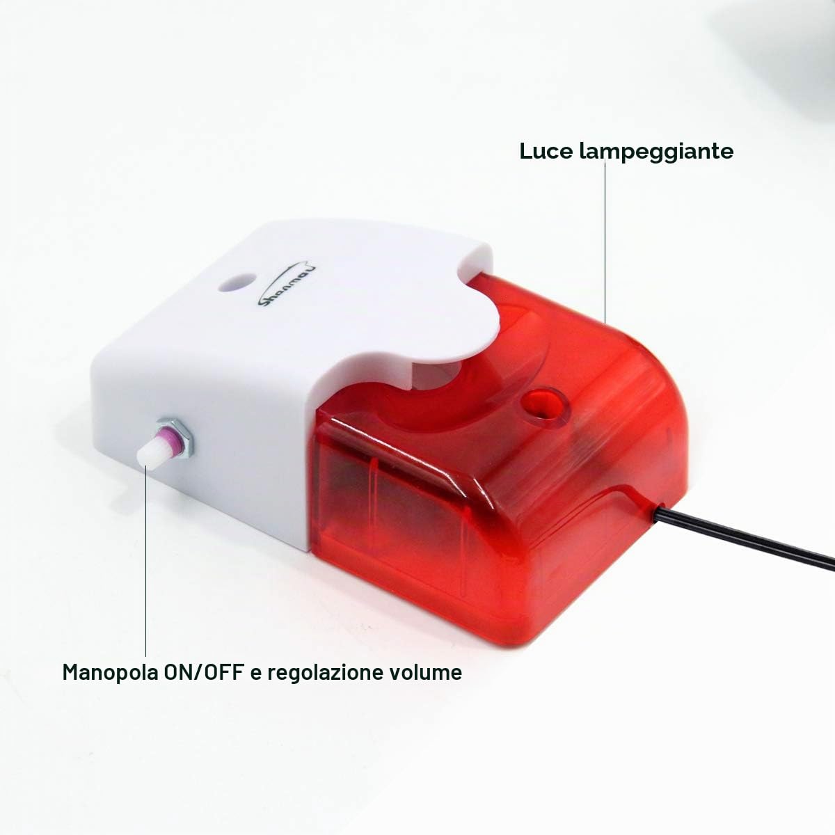 Rilevamento del livello dell'acqua alto/bassa, allarme stroboscopio rosso da 120 dB, sensore del livello dell'acqua(volume regolabile), cavo sonda da da 5m, può rilevare troppopieno e mancanza d'acqua