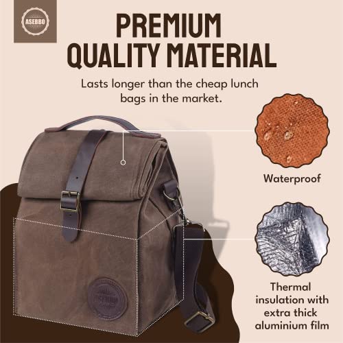 Asebbo 4344824064 Insulated Lunch Bag 10L Sturdy Waxed Canvas Lunch Box thumb #1