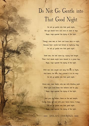 Dylan Thomas 'Do Not Go Gentle into That Good Night' Poetry Art Print, Vintage Style Wall Decor, A4 Size