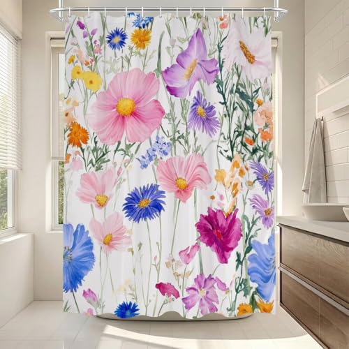 Rideau de douche anti moisissure en polyester avec anneaux inclus