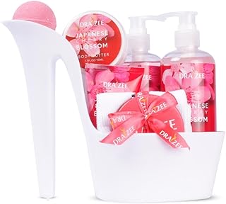Luxury Spa Gifts for Women – 8 Pc Cherry Blossom Scented Bath and Body Set with Bubble Bath, Lotion & More – Luxury Self Care Kit for Wife, Mom, Girlfriend, Birthday Gifts for Women by Draizee