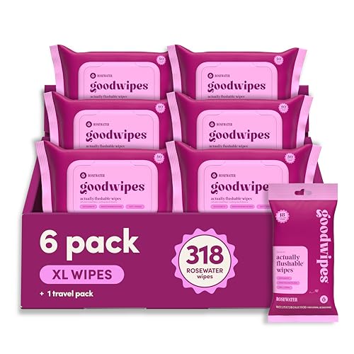 goodwipes Flushable Butt Wipes - Vitamin E & Aloe - Sewer & Septic Safe - Extra Large Adult Wet...