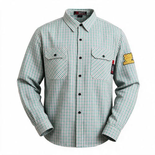 Image of SRsafety Hi Vis FR Shirts for Men,7.0oz Long Sleeve FR Work Shirts,100% Cotton High Visibility Fire Shirt