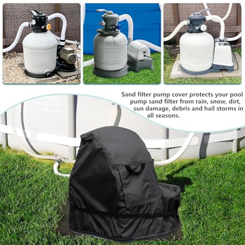 okcool Sand Filter Pump Cover,Waterproof Anti-UV Pool Pump Sand Filter Cover,Upgraded Zipper Opening Designed (Black) by okcool - Image 3