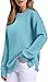 Kenhansion Women's Crewneck Sweatshirt Lightweight Long Sleeve Pullover Tunic Top Fashion Relaxed Fit Solid Color Fall Shirt (Light Blue,X-Large)
