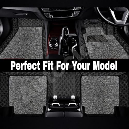 Image of Autoclow /Premium 7D Car Mat for TATA NEXON (Model : 2017-2025) || Luxury Leather Dual-Stitch 7D Car Floor Mat Full Set || 100% Waterproof || Color : Silver Stitch-Silver Grass (Design-1)