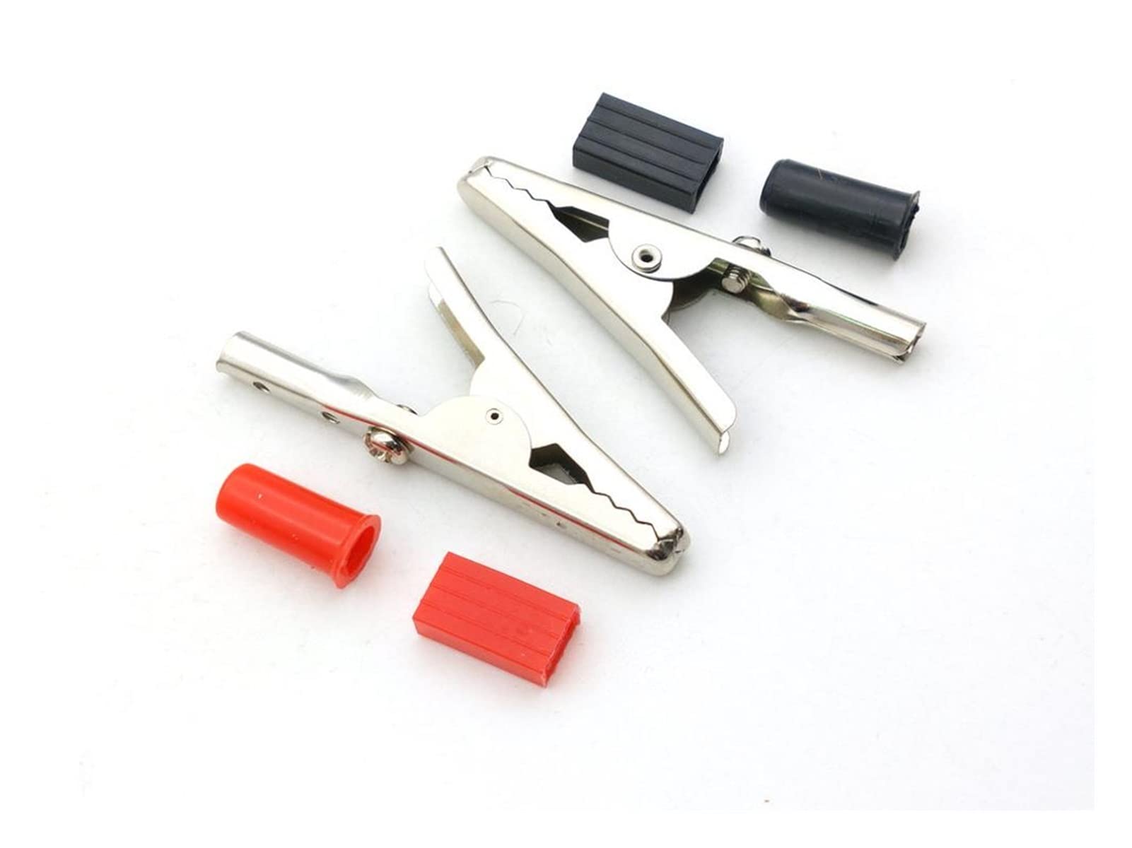 100 Stück solide Krokodilklemme, Klemmverbinder, 55 mm, mit Schraube, Rot und Schwarz