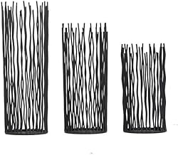 Set Of 3 Metal Candle Holders - Black