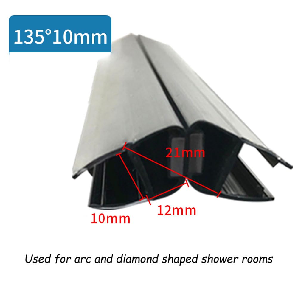 Tira de sellado de goma de plástico para 6 mamparas de ducha de vidrio rectas y curvadas de 12 mm, no necesita pegamento, fácil instalación, borde negro impermeable.