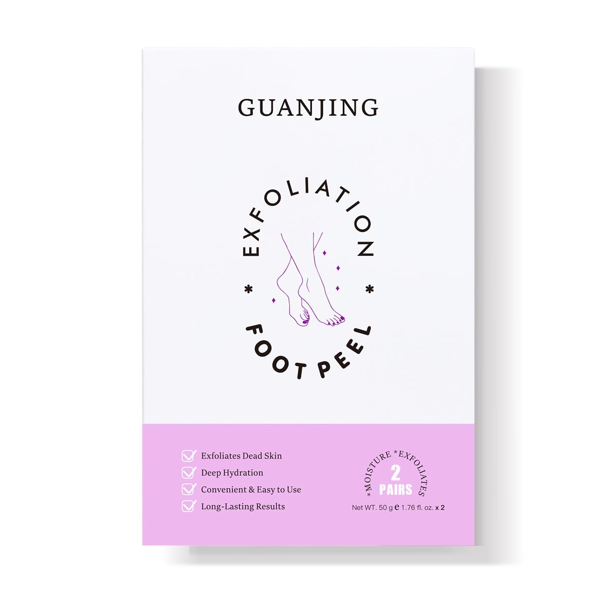 GUAN JING Foot Peeling Mask – 2 Pairs Exfoliating & Revitalizing Foot Peel Treatment with Botanical Extracts for Smooth, Renewed Skin