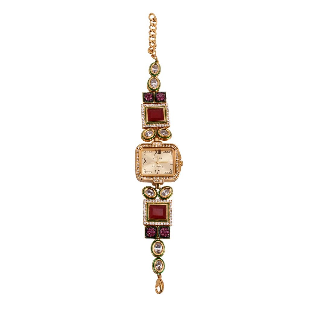 Petal Kundan Polki Gold watch Gold Plated