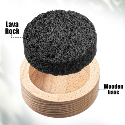XLIUAX Lava Rock Diffuser, Sauna Accessories Small Lava Rock Diffuser with Natural Beechwood Base for Sauna Passive Diffusers Essential Oil Diffusers for Bathroom Home Office Bedroom as Friend Gifts
