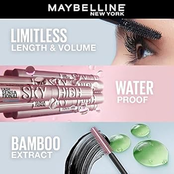 Maybelline New York Sky High Waterproof Mascara Makeup, Volumizing Mascara, Buildable, Lengthening Mascara, Defining, Curling, Multiplying, Very ...