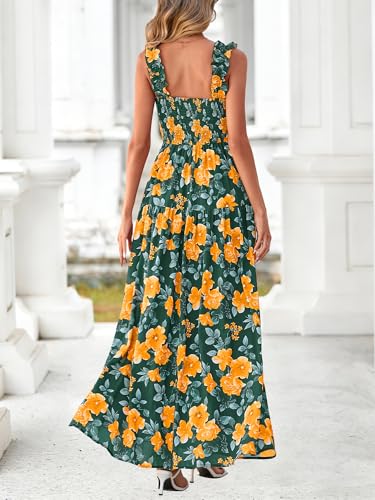 Image of BTFBM Dresses for Women Summer 2026 Formal Sleeveless Smocked Floral Long Wedding Guest Dress Party Spring