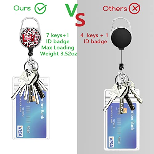 Love Leopard Badge Holder With Retractable Reel, Funny Id Card Badge Case With Carabiner Clip Heavy Duty, Vertical Card Name Tag Badge Protector Cover For Work Office Nurse Teacher Women Student Gifts #TOP5