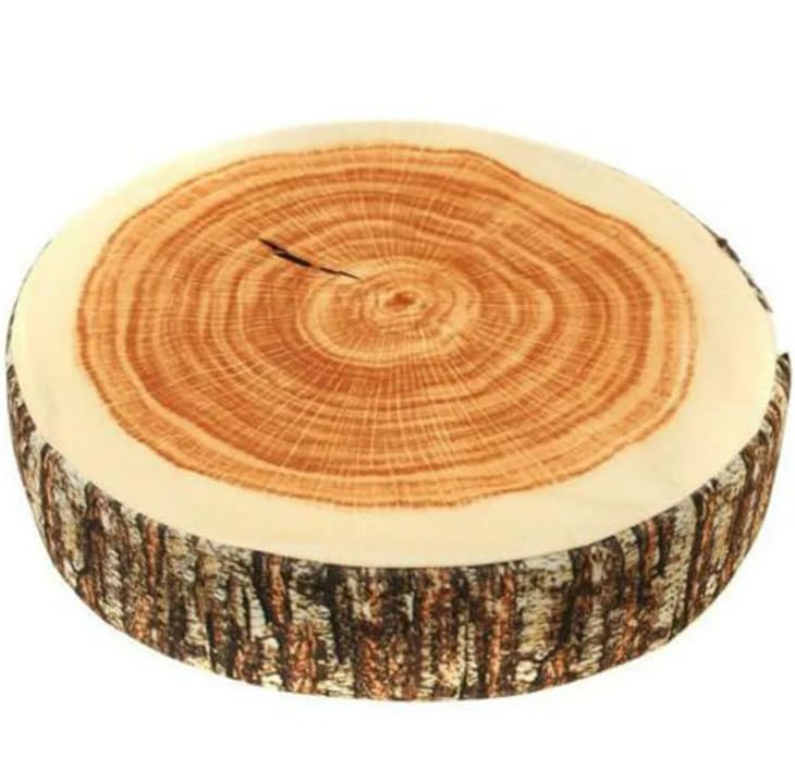 Round Cylindrical Stump Cushion, Textured Wood Grain Design, Decorative Seating Accent,Soft Seat Pillow (Round)