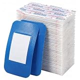 100 Pcs Blue Bandage 2 x 3 Inch Food Service Waterproof Adhesive Bandages with Non-Stick Pad Latex Free for First Aid and Wound Care