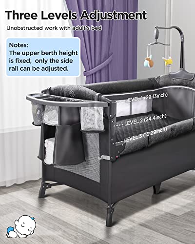 ADOVEL-Baby-Bassinet-Bedside-Crib-Pack-and-Play-with-Mattress-Diaper-Changer-and-Playards-from-Newborn-to-Toddles-Grey
