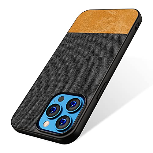Image of Kapa Soft Fabric & Leather Hybrid Protective Case Cover for Apple iPhone 13 Pro (Black,Brown)
