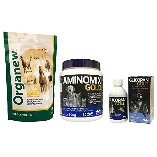 Combo Aminomix Gold 500g + Glicopan Gold 250ml + Organew 1kg
