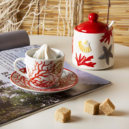 Tasses à café avec soucoupe en porcelaine multicolore Excelsa Coral x6
