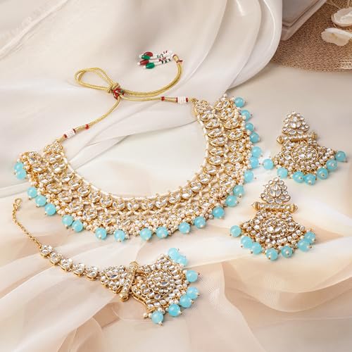 Image of Rubans Beads Necklace Set Gold Plated Traditional Jewellery Gift for Women & Girls
