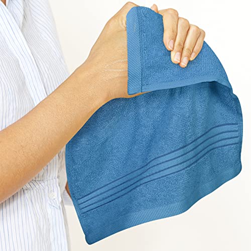 Utopia Towels 12 Pack Premium Wash Cloths Set, 12 by 12 Inches, 100% Cotton Ring Spun, Highly Absorbent and Soft Feel Washcloths for Bathroom, Spa, Gym, and Face, Electric Blue