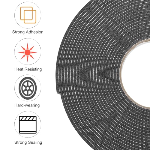 Image of uxcell 2pcs Rolls Double Sided Foam Tape Removeable Foam Sponge Mounting Tape Strong Adhesive Tape Strips(Black, 32ft x 1 /2 inch x 1 /8 inch) for Home Paint Wall Hanging Poster Decor