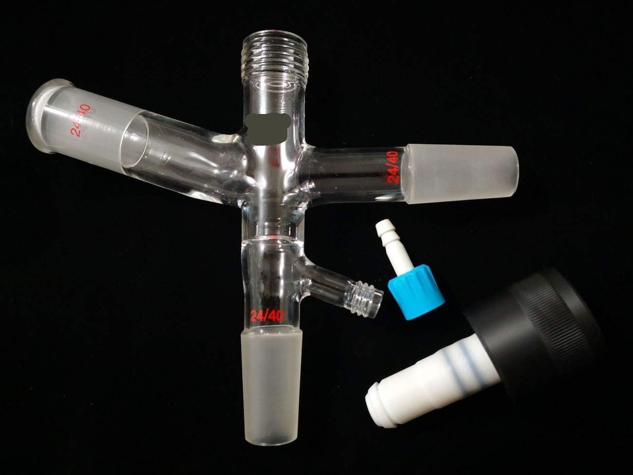 Adaptador de corte de vidrio de alto vacío 24/40 con GL14 de 75 grados for destilación de trayectoria corta.