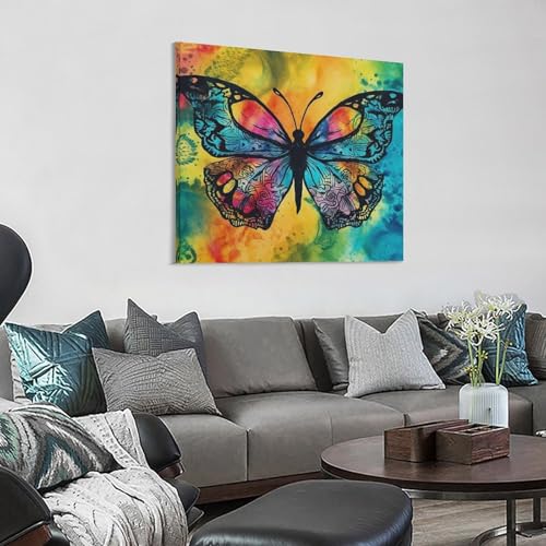 Impression sur toile abstraite de qualité supérieure avec cadre moderne papillon - 3