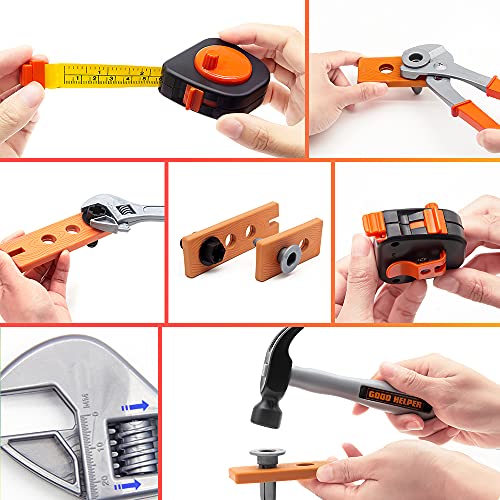 SMTAEMFB Kids Tool Set with Electric Power Drill Toddler Pretend Play Tool Toys Construction Kit Playset Accessories for Girls Boys Gift Ages 3 4 5 6 7 8 Years Old