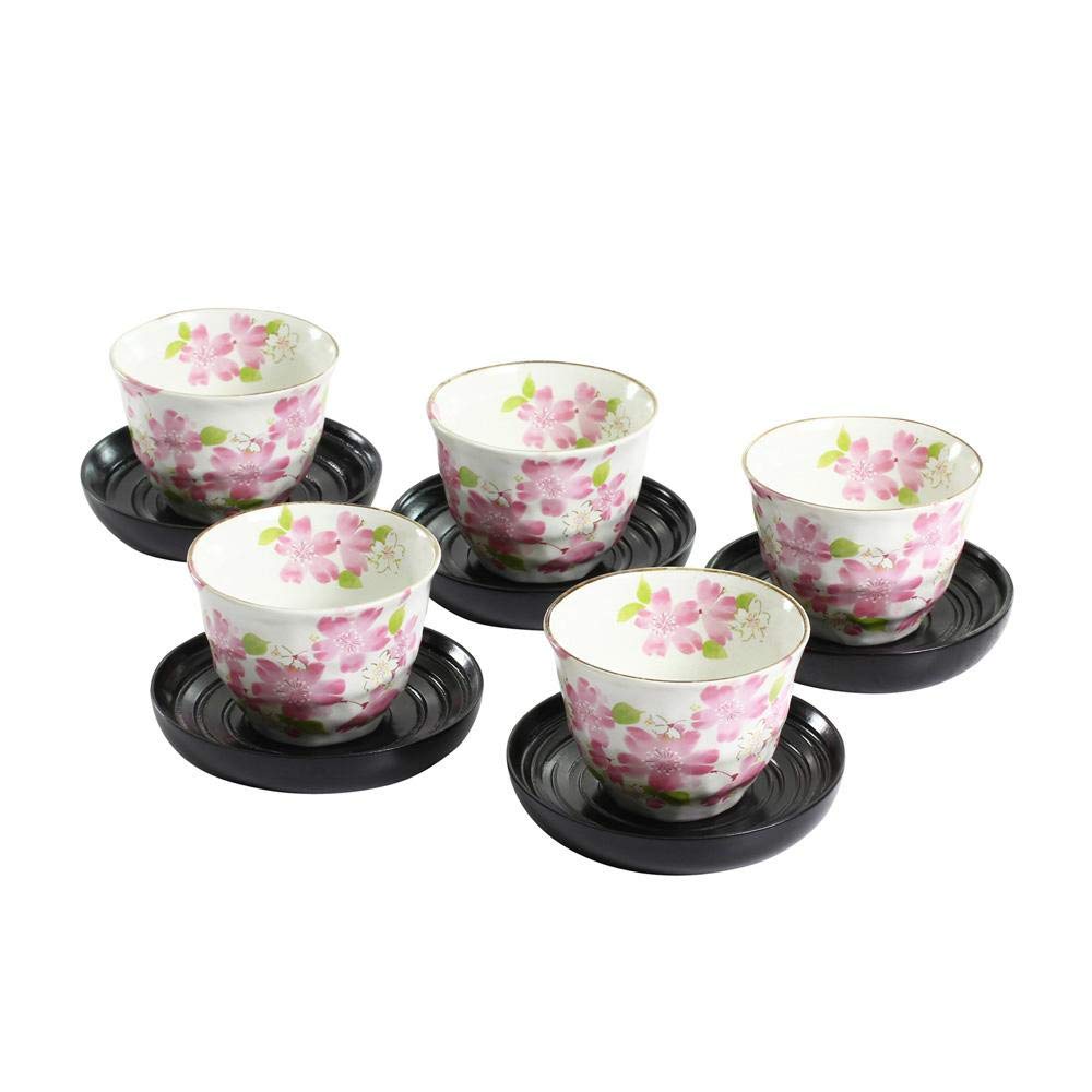 Amazon.co.jp: セラミック藍 華みさと 茶托付煎茶 ピンク サイズ：約φ9