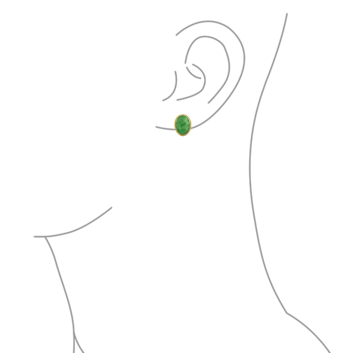 Boucles D'Oreilles Clip En Argent Sterling 14K Or Jaune 7Ct Cabochon Ovale Pierres Gemmes Ovales Cordes Câble Lunettes D'Argent Pour Femmes
