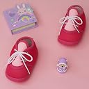 Neska Moda 6 To 12 Months Baby Boys & Baby Girls Cute Soft Cotton Pre-Walker Lace Booties (Pink)-BT4505 gallery image