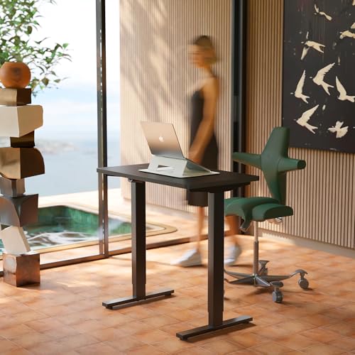 HUANUO 80 x 48cm Escritorio Eléctrico Regulable en Altura, 4 Configuraciones de Altura Memorizables, Escritorio para Trabajo en Casa y Computadora, Negro