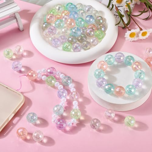 Spritewelry 80Pcs Luminous Acrylic Beads Glow in The Dark Acrylic Disco Beads Rainbow Faceted Round Chunky Bubblegum Beads Loose Spacer for Jewelry Making 16mm - Image 4
