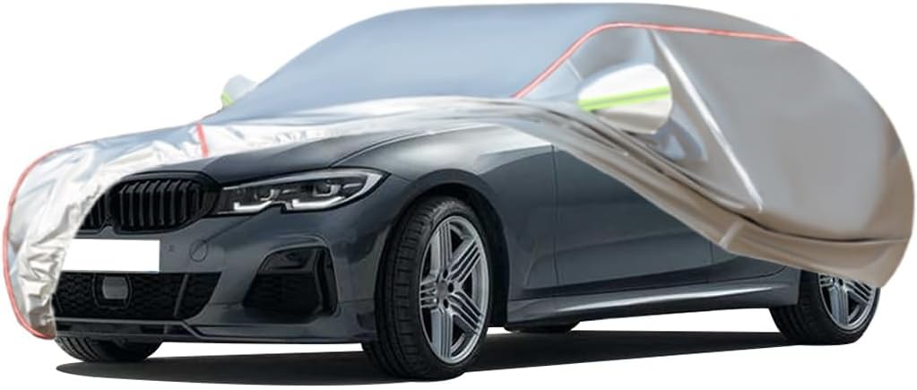 WOLWES Car Cover are Suitable for Alpina D3 Touring All-Weather Windproof, Snowproof, Rainproof, UV-Protected and Breathable All-Season Universal with Side Door Zip Oxford Cloth Car Cover (Color : Wh