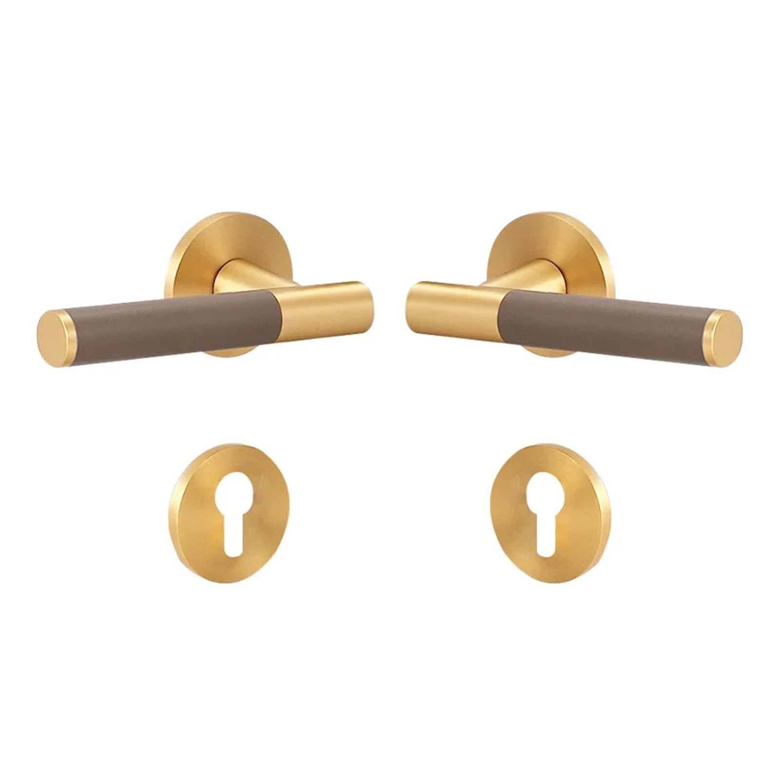 Bsaxithzb Women's Dummy-Grey Brass Leather Door Lock Indoor Handle Double Open Copper(Dummy-Grey)
