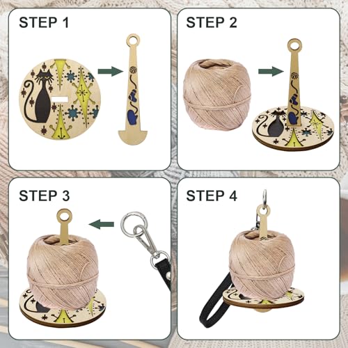 Image of Portable Wrist Yarn Holder for Crocheting, Acrylic Crochet Yarn Ball Holder with Wrist Strap, Yarn Spinner for Crocheting Knitting Craft Lovers, Portable Wooden Wrist Yarn Holder with Leather Strap