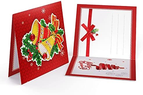 8 Pack 5D DIY Diamond Painting Greeting Cards for Adults Christmas Series Round Drill Crystal Art Craft Paint by Number Kits Gift Friends